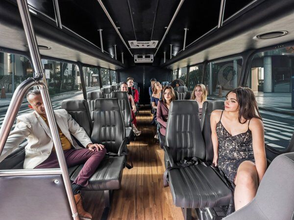 Ford E450 Shuttle Bus inside people