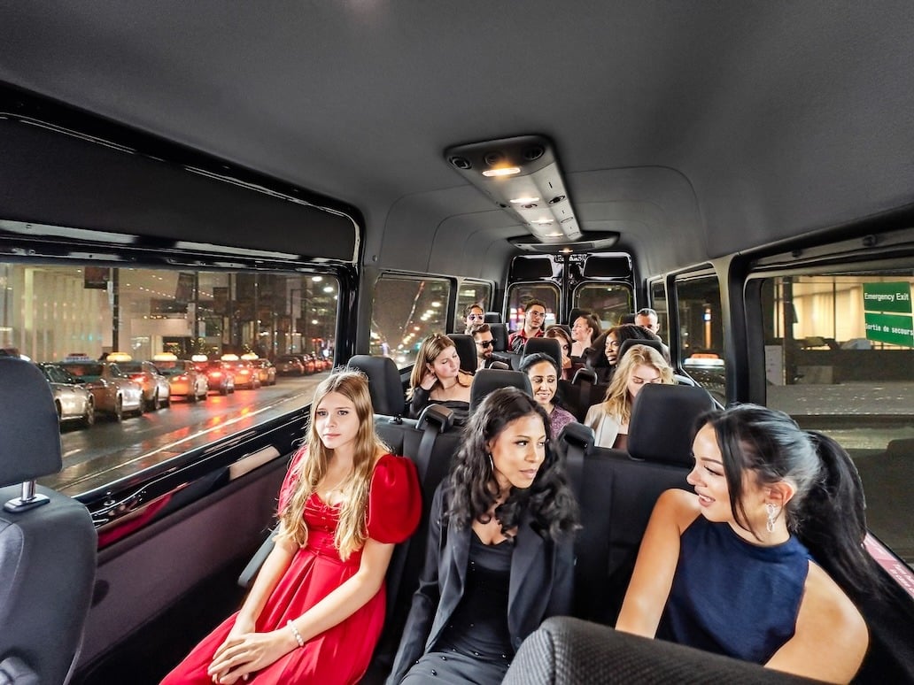 Mercedes Sprinter Shuttle Van 14 Pass Interior people
